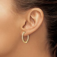 14K Yellow Gold 0.62 Carat Lab Grown Diamond VS SI+ G+ Complete in and Out Hoop Earrings view 3