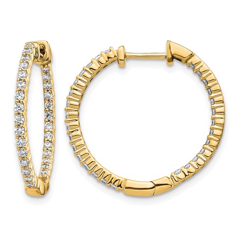 14K Yellow Gold 0.62 Carat Lab Grown Diamond VS SI+ G+ Complete in and Out Hoop Earrings