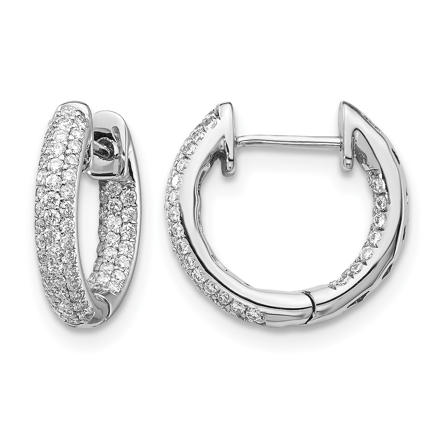 14k White Gold 3/8 carat Lab Grown Diamond VS/SI+ G+ Complete Hinged Hoop Earrings (EM5432-040-WLG)