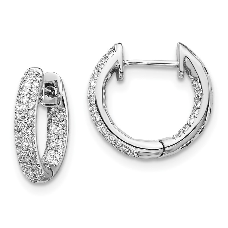 14k White Gold 3/8 carat Lab Grown Diamond VS/SI+ G+ Complete Hinged Hoop Earrings