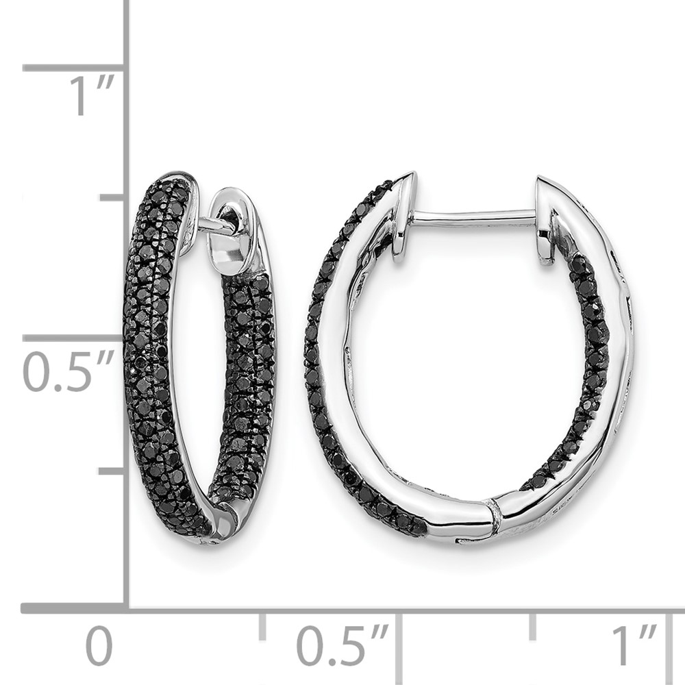 14k White Gold, All Black Diamond In/Out Hoop Earrings (EM5433-BK-050-WA)