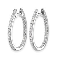 14K White Gold 0.75 Carat Lab Grown Diamond VS SI+ G+ Complete in and Out Hinged Hoop Earrings view 2