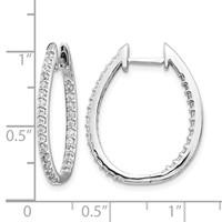 14K White Gold 0.75 Carat Lab Grown Diamond VS SI+ G+ Complete in and Out Hinged Hoop Earrings view 4