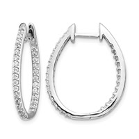 14K White Gold 0.75 Carat Lab Grown Diamond VS SI+ G+ Complete in and Out Hinged Hoop Earrings view 1