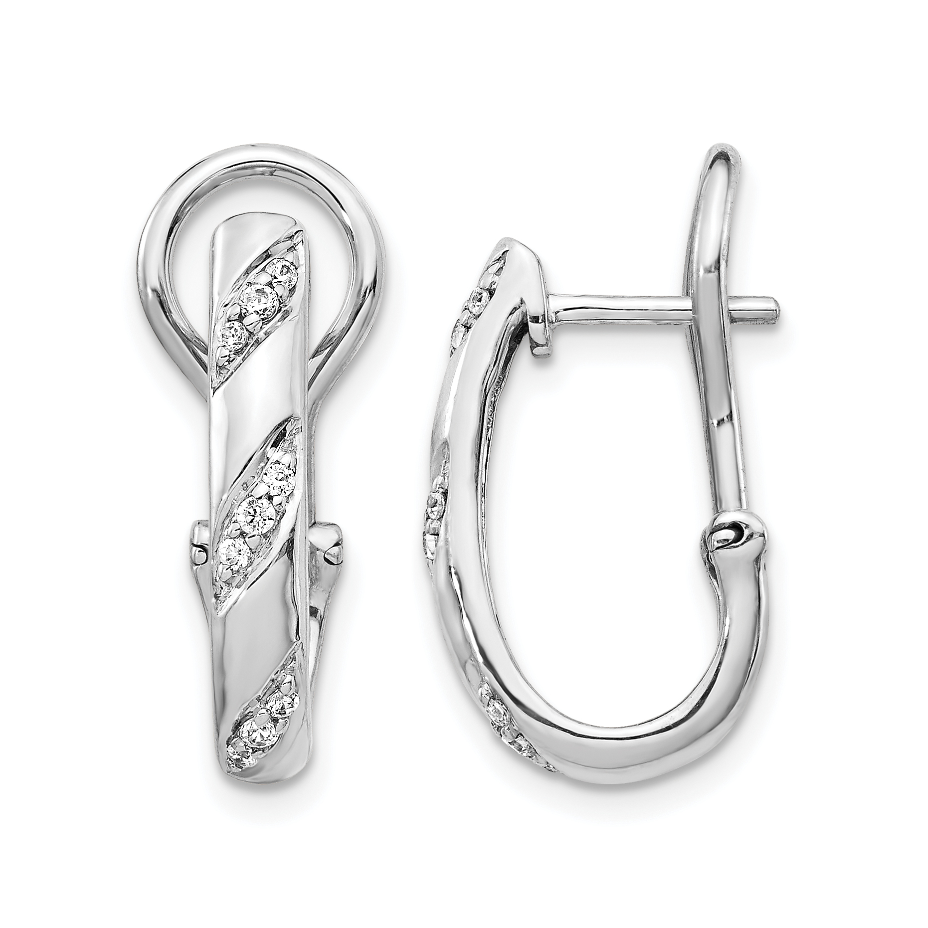 14k White Gold Diamond Omega Back Earrings (EM5441-013-WA)