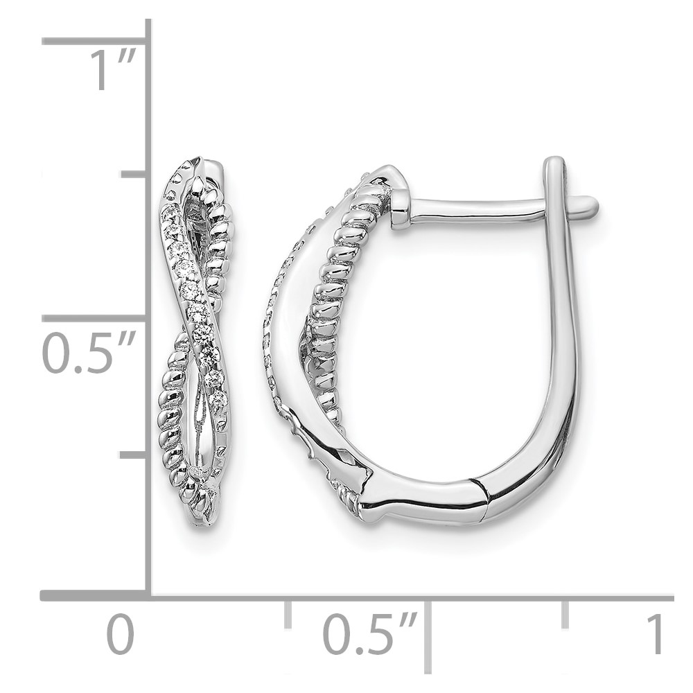 14k White Gold Diamond and Twisted Rope Hinged Post Earrings (EM5442-007-WA)
