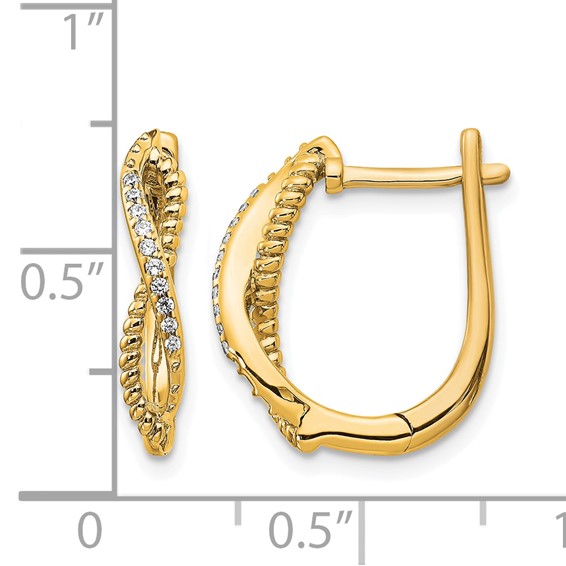 Diamond Twisted Rope Hinged Hoop Earrings