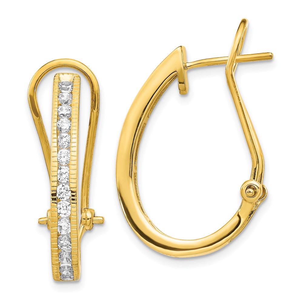 14K Yellow Gold Gold Lab-Grown Diamond Hoop Earrings | eBay