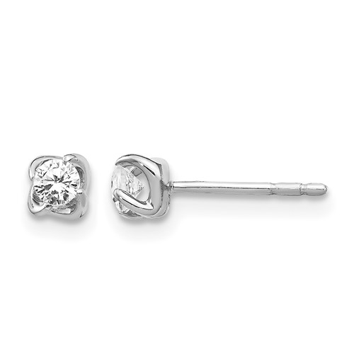 14k White Gold 1/5 carat Lab Grown Diamond VS/SI+ G+ Twisted Setting Stud Post Earrings