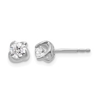 14K White Gold 0.50 Carat Lab Grown Diamond VS SI+ G+ Twisted Setting Stud Post Earrings view 1
