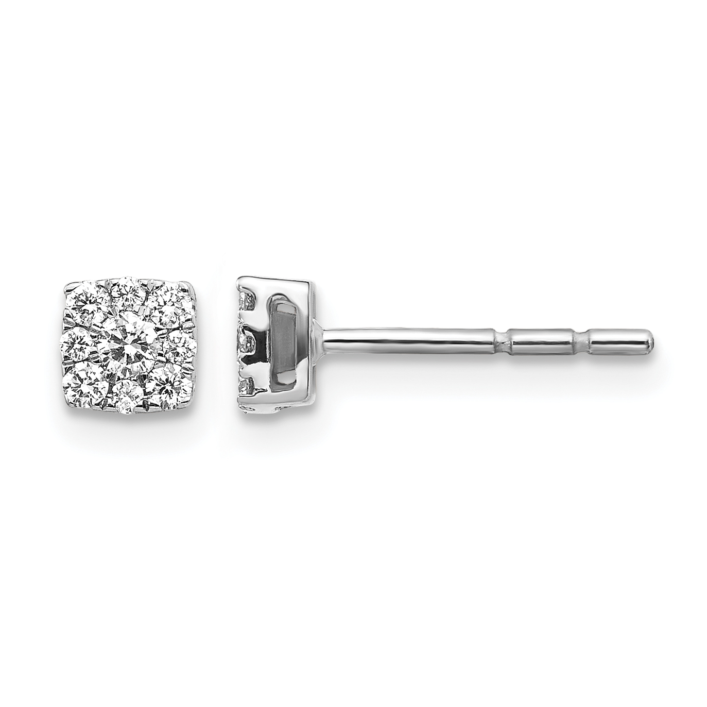 10k White Gold Diamond Cluster Post Earrings (EM5453-025-1WA)