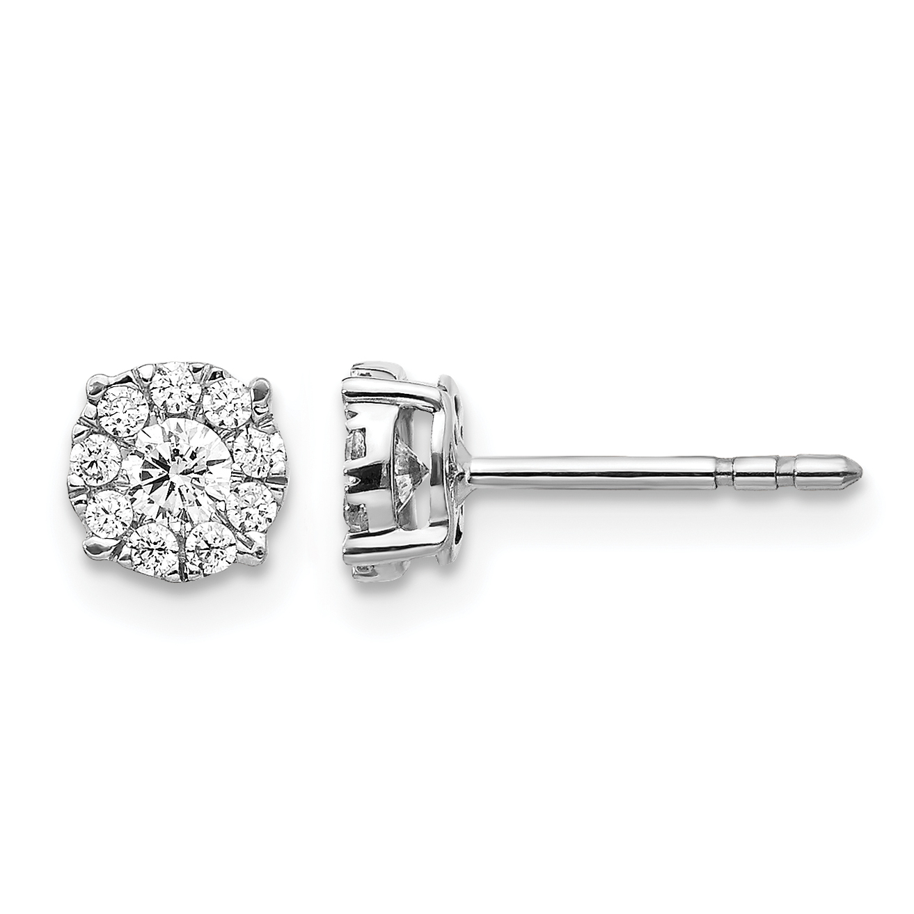 14k White Gold Diamond Cluster Post Earrings (EM5453-033-WA)