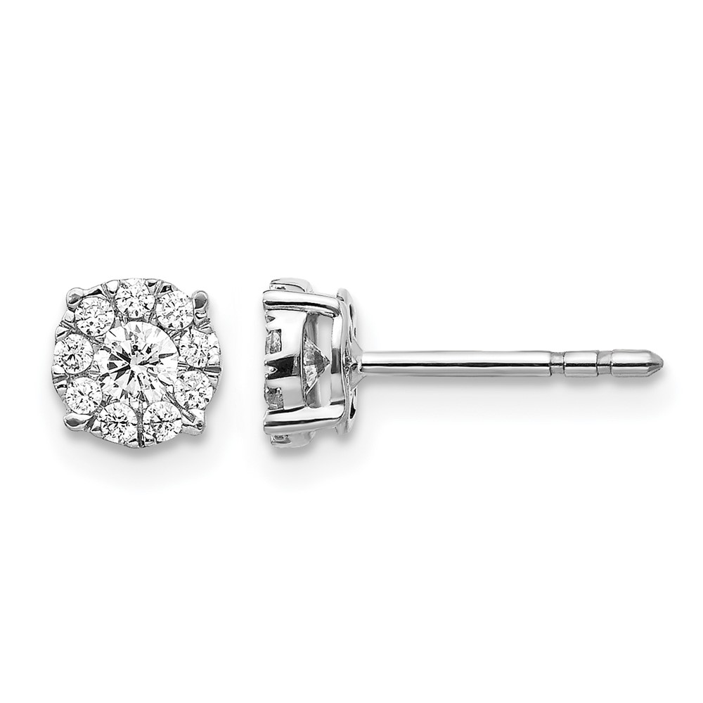 14k White Gold Diamond Cluster Post Earrings (EM5453-033-WA)