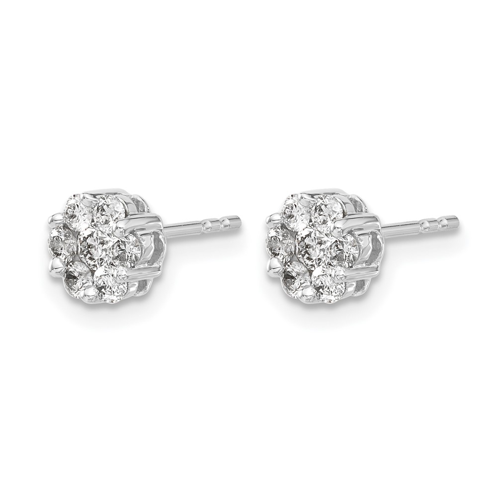 14k White Gold Diamond Cluster Push Back  Earrings (EM5456-050-WA)