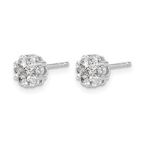 14K White Gold 0.50 Carat Lab Grown Diamond VS SI+ G+ Cluster Post Earrings view 2