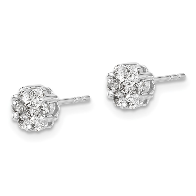 14k White Gold 1/2 carat Lab Grown Diamond VS/SI+ G+ Cluster Post Earrings