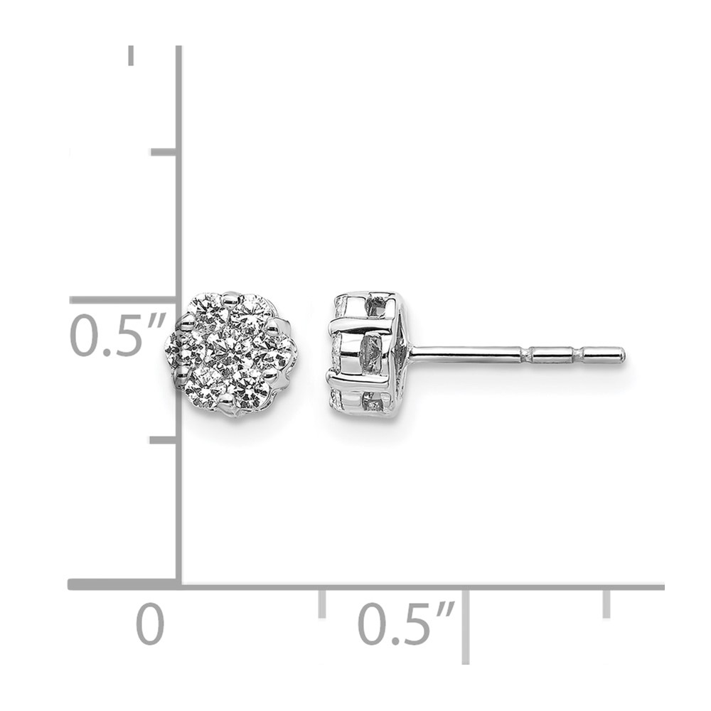 14k White Gold Diamond Cluster Push Back  Earrings (EM5456-050-WA)