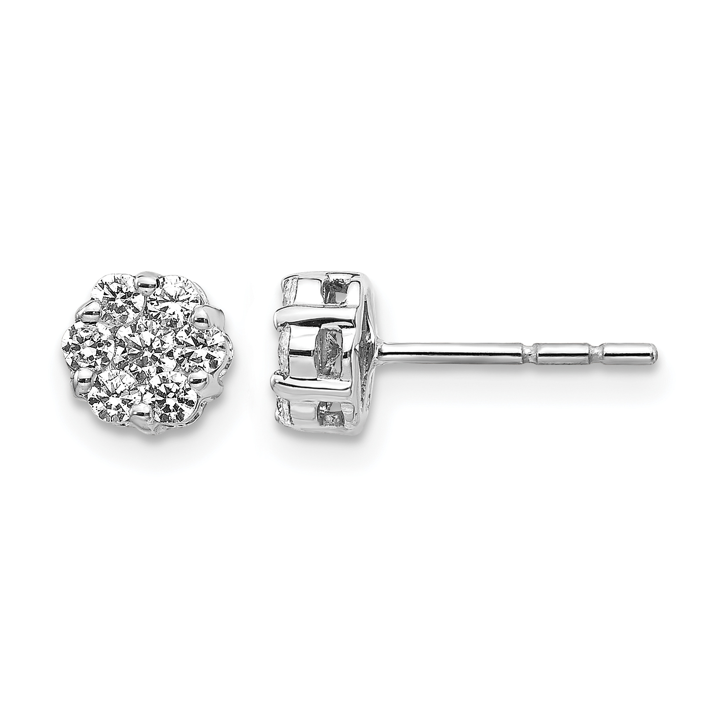 14k White Gold Diamond Cluster Push Back  Earrings (EM5456-050-WA)