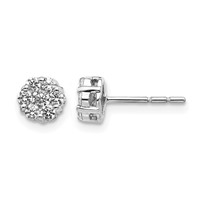 14K White Gold 0.50 Carat Lab Grown Diamond VS SI+ G+ Cluster Post Earrings view 1