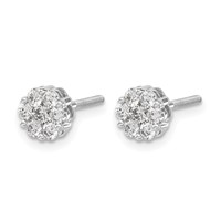 14K White Gold 0.62 Carat Lab Grown Diamond VS SI+ G+ Screwback Cluster Post Earrings view 2