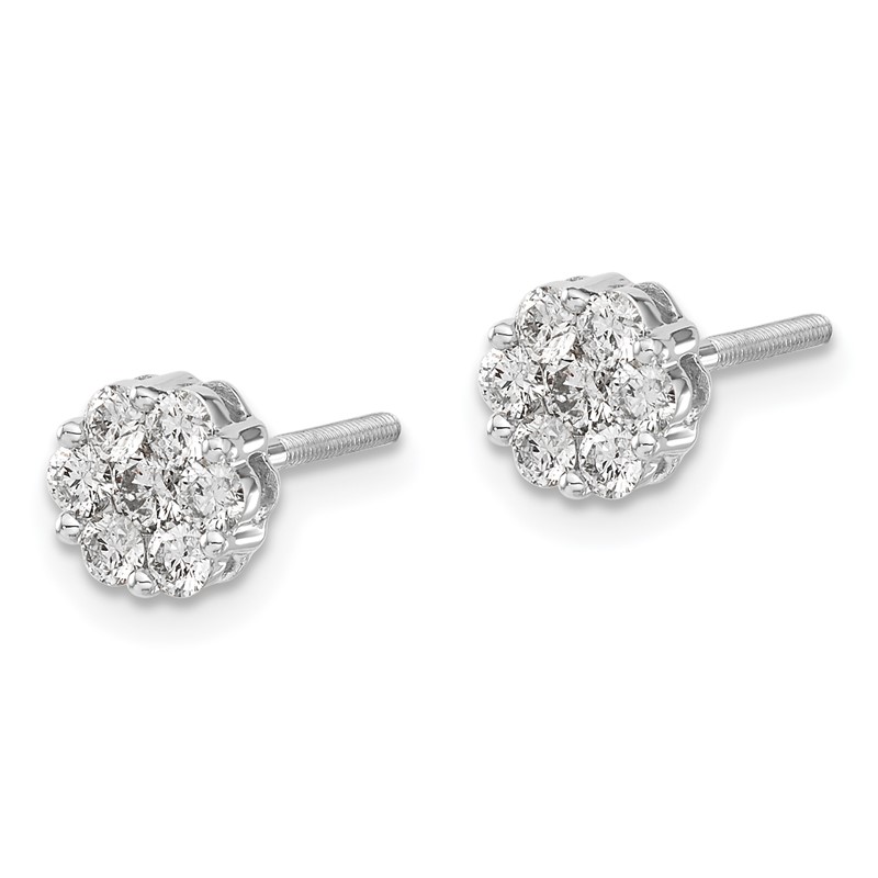 14k White Gold 5/8 carat Lab Grown Diamond VS/SI+ G+ Screwback Cluster Post Earrings