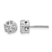 14K White Gold 0.62 Carat Lab Grown Diamond VS SI+ G+ Screwback Cluster Post Earrings view 1