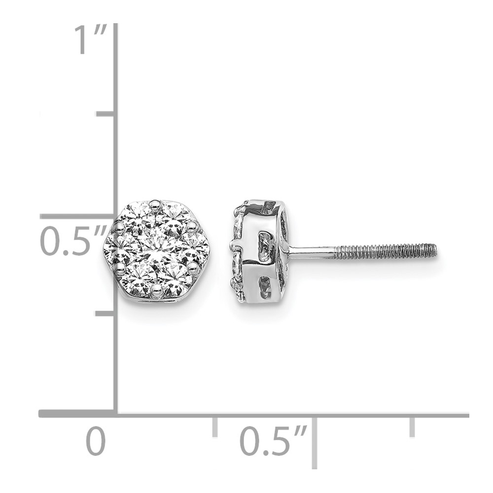 14k White Gold Diamond Cluster Screwback Earrings (EM5458-088-WA)
