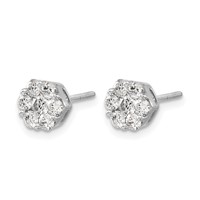 14K White Gold 1 Carat Lab Grown Diamond VS SI+ G+ Screwback Cluster Post Earrings view 2