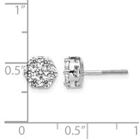 14K White Gold 1 Carat Lab Grown Diamond VS SI+ G+ Screwback Cluster Post Earrings view 4