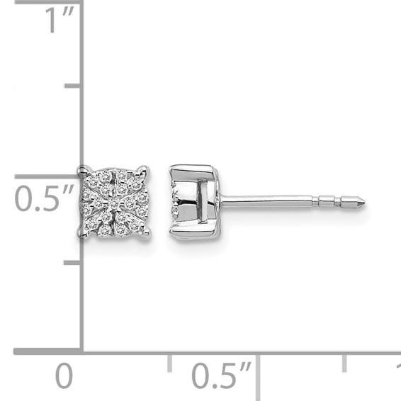 14k White Gold 1/6 carat Diamond Cluster Post Earrings