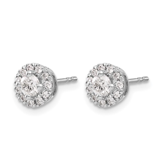 14k White Gold 5/8 carat Diamond Halo Cluster Post Earrings