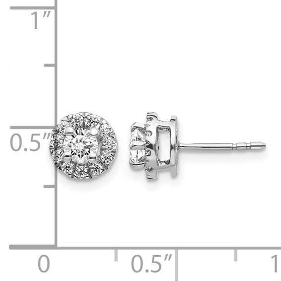 14k White Gold 5/8 carat Diamond Halo Cluster Post Earrings