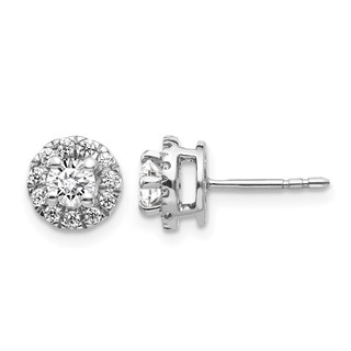 14k White Gold 5/8 carat Diamond Halo Cluster Post Earrings