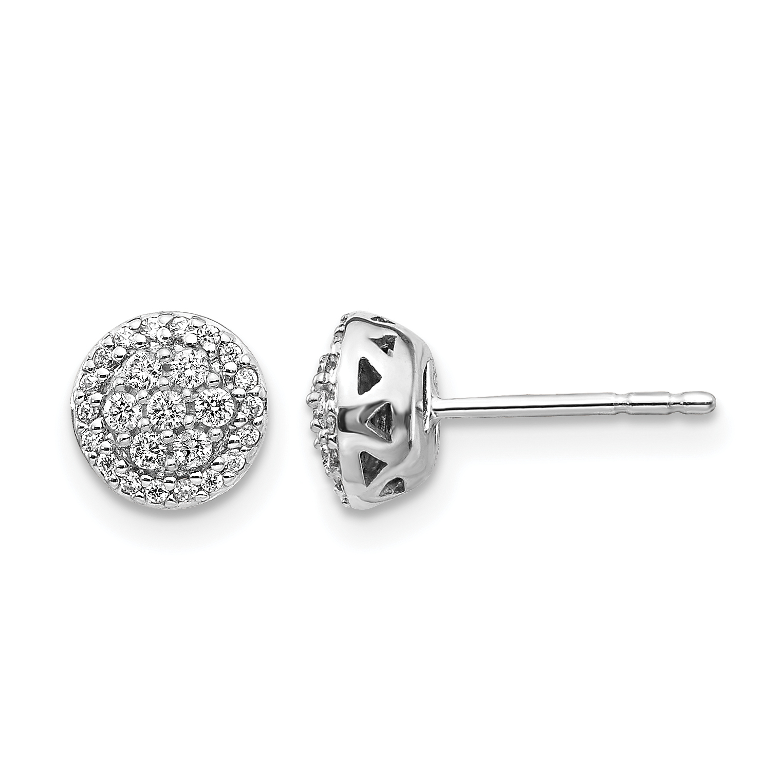 14k White Gold Diamond Cluster Post Earrings (EM5461-025-WA)