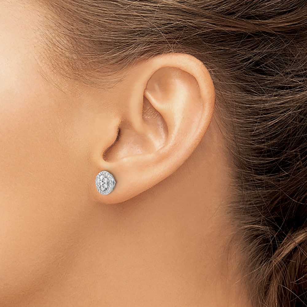 14k White Gold Diamond Cluster Post Earrings (EM5462-050-WA)