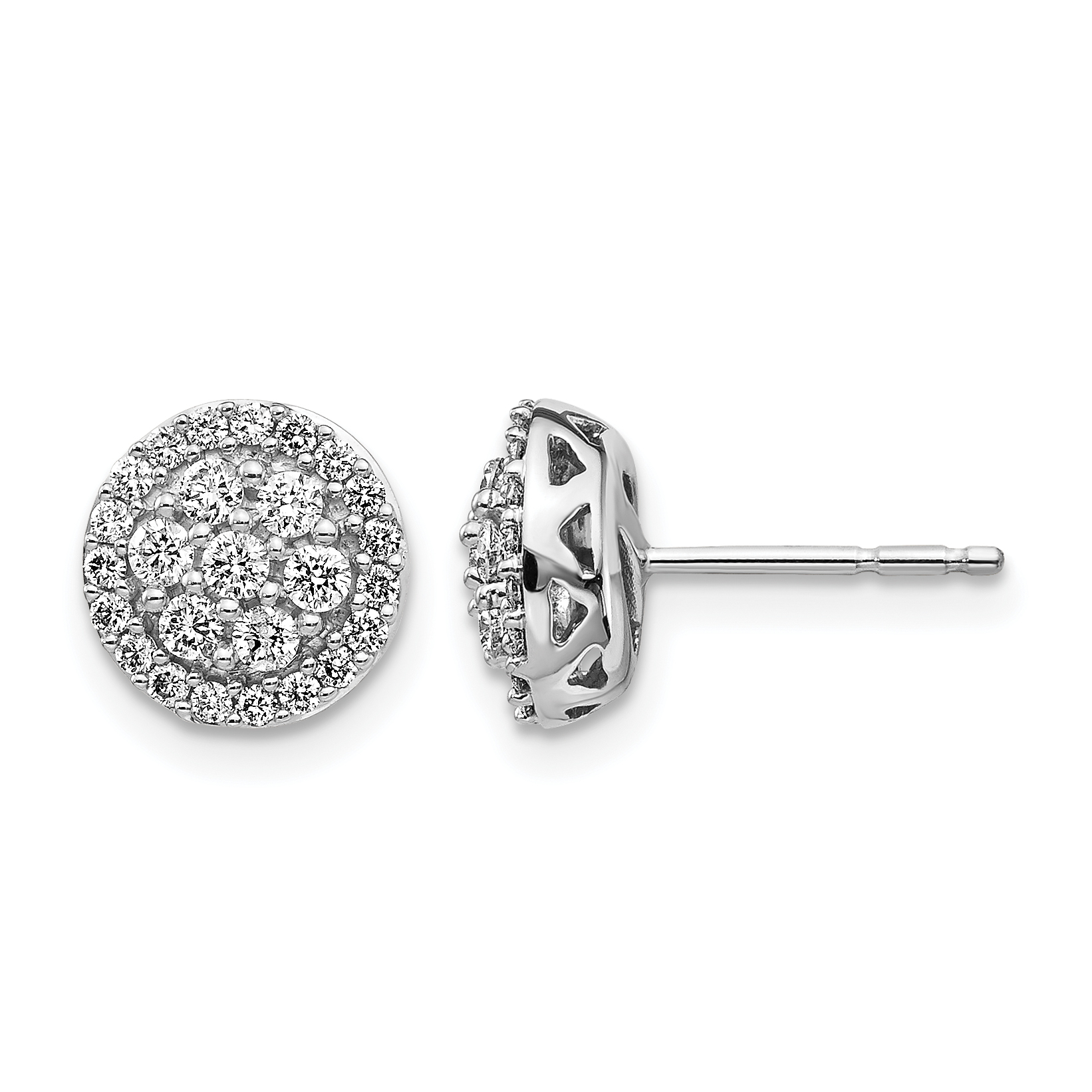 14k White Gold Diamond Cluster Post Earrings (EM5462-050-WA)
