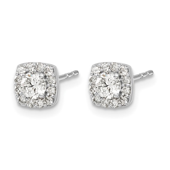 14k White Gold 5/8 carat Diamond Square Cluster Post Earrings