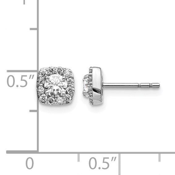 14k White Gold 5/8 carat Diamond Square Cluster Post Earrings