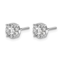 14K White Gold 0.50 Carat Lab Grown Diamond VS SI+ G+ Cluster Screwback Post Earrings view 2