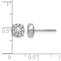 14K White Gold 0.50 Carat Lab Grown Diamond VS SI+ G+ Cluster Screwback Post Earrings view 4