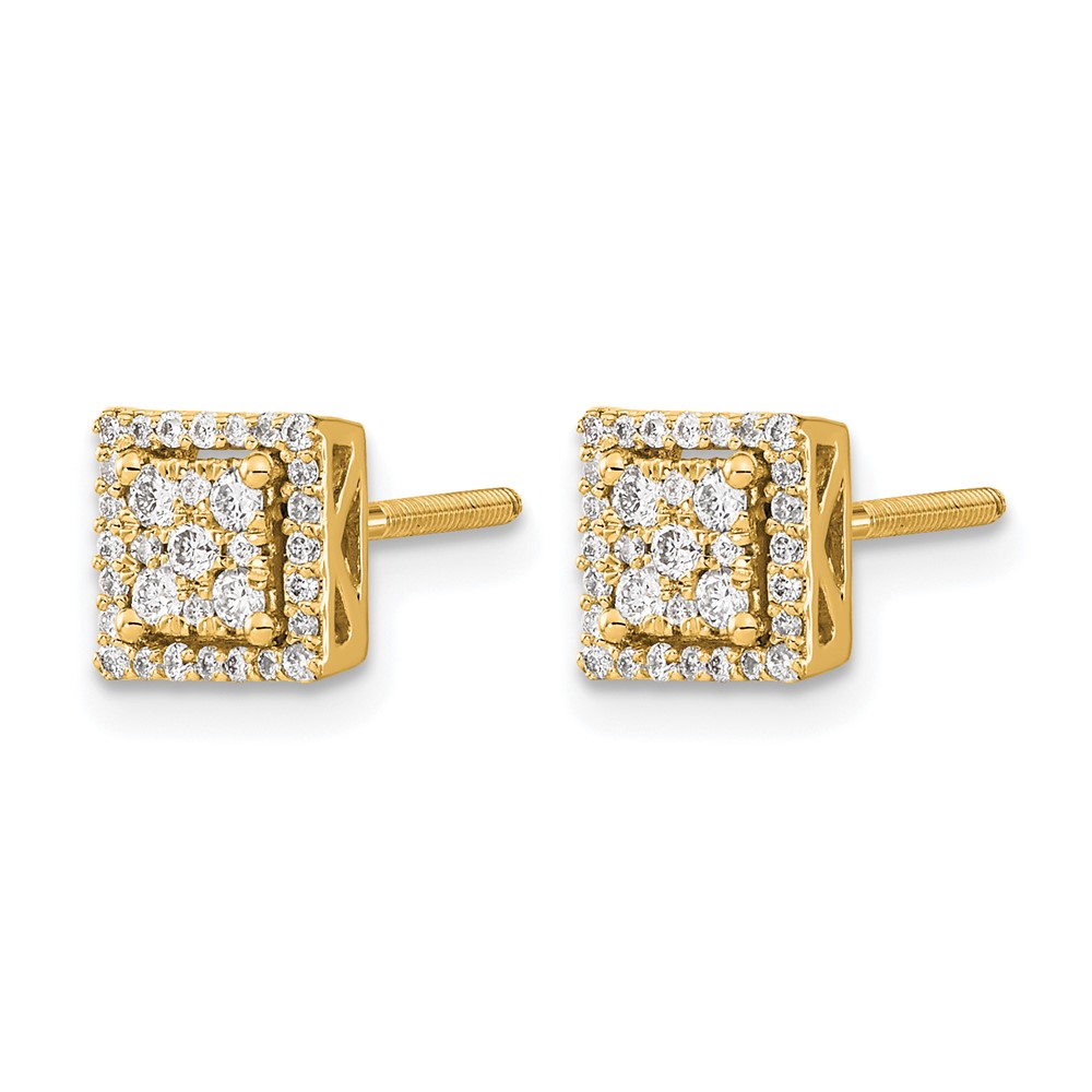 14k Diamond Square Screw Back Post Earrings (EM5470-033-YA)