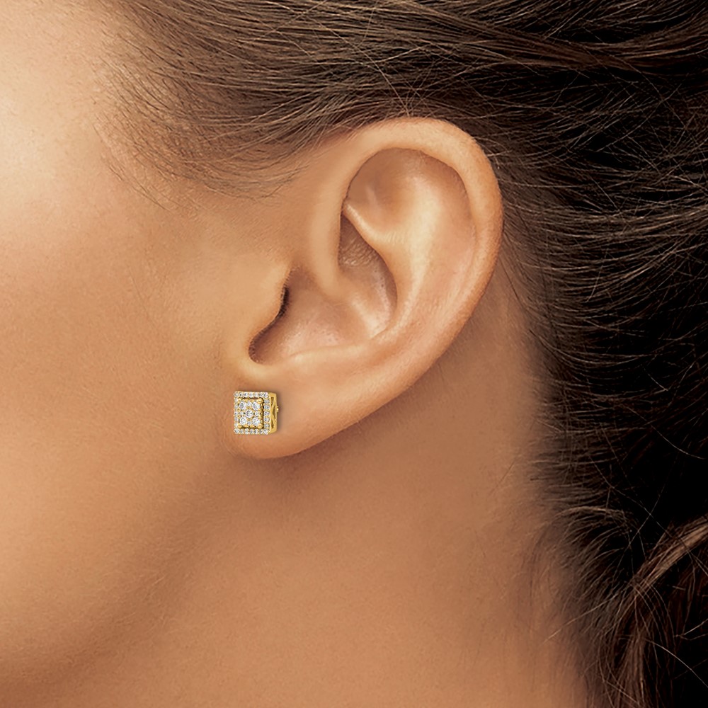 14k Diamond Square Screw Back Post Earrings (EM5470-033-YA)