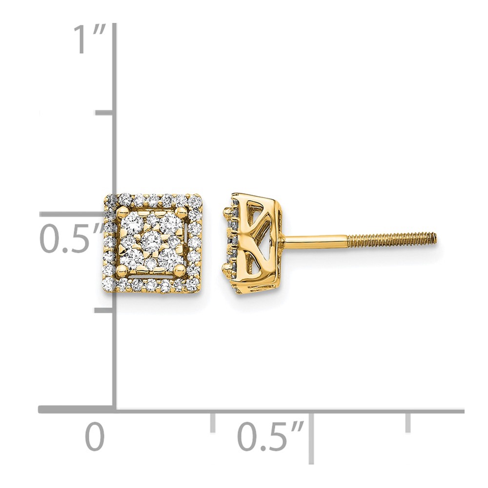 14k Diamond Square Screw Back Post Earrings (EM5470-033-YA)