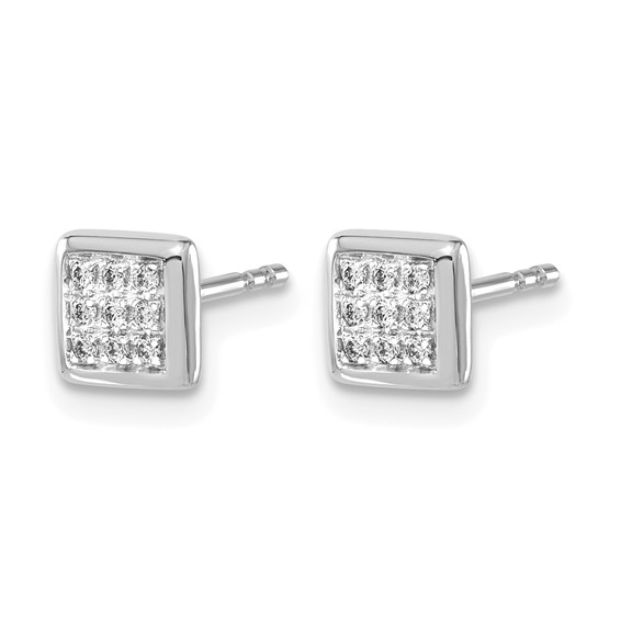 Gold Diamond Square Post Earrings