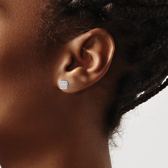 Gold Diamond Square Post Earrings