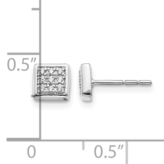 Gold Diamond Square Post Earrings