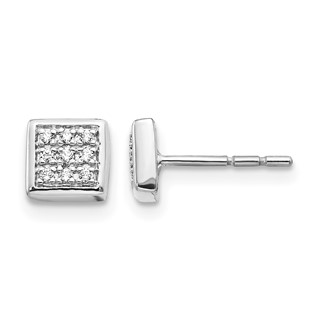 Gold Diamond Square Post Earrings