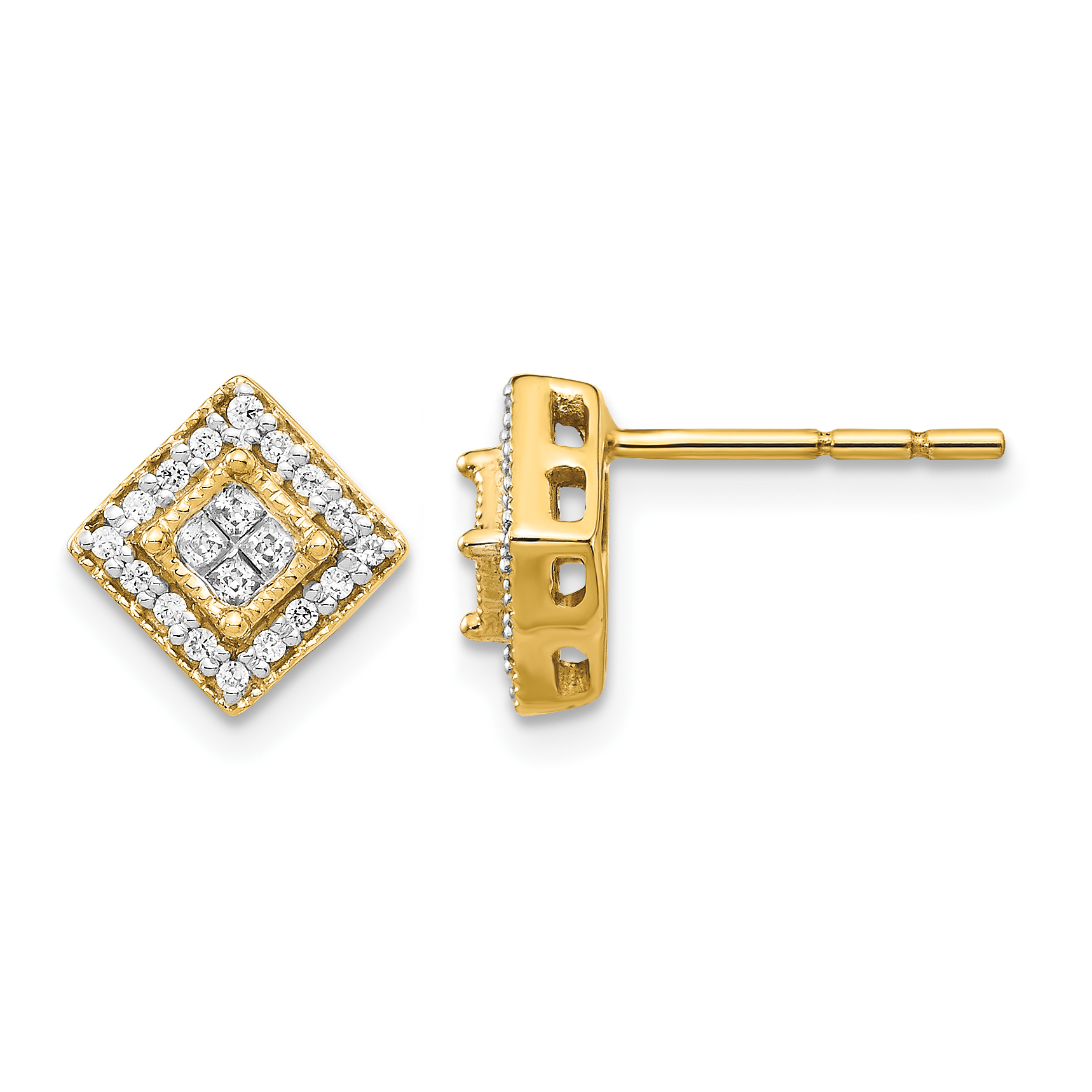14k Polished Diamond Post Earrings (EM5472-025-YA)