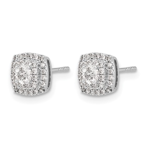 14k White Gold 1/2 carat Diamond Square Halo Post Earrings