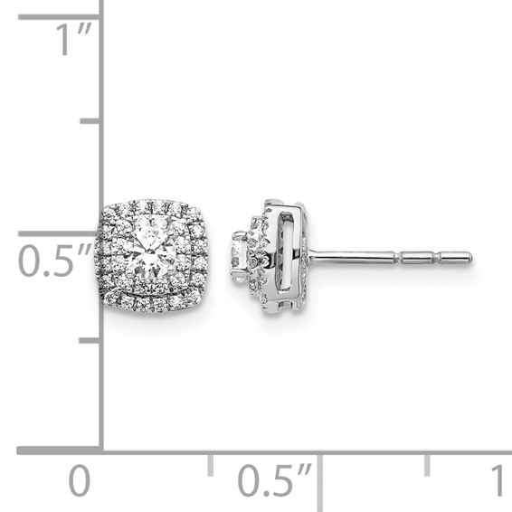 14k White Gold 1/2 carat Diamond Square Halo Post Earrings